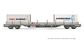 021-HR6527 - H0 - SBB, 4-achs. Flachwagen Res, beladen mit 2 x 20 Container „Swissterminal, Ep. V